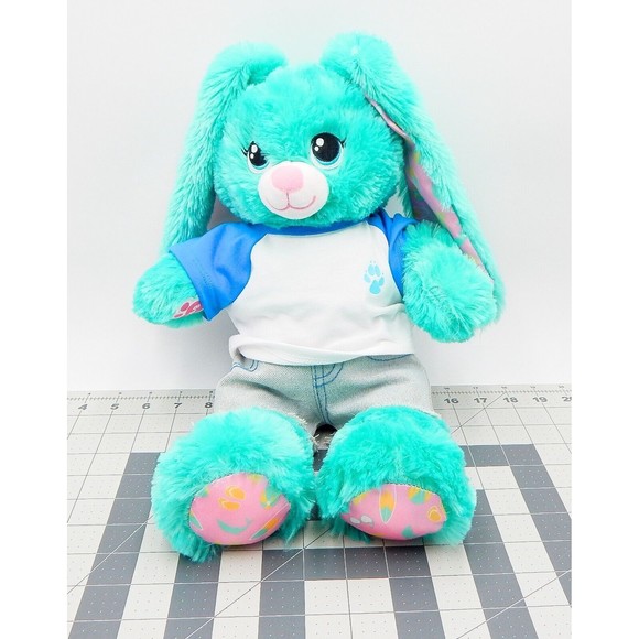 Build A Bear Beach Bunny Summer Ocean Vibes Green Plush Stuffed Animal Pink Ears - Picture 2 of 11